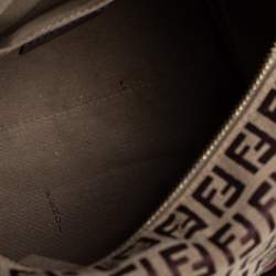 Pre Owned Fendi Brown Zucchino Canvas Small Forever Bauletto Boston Bag