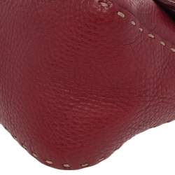 Pre Owned Fendi Red Leather Baguette Shoulder Bag