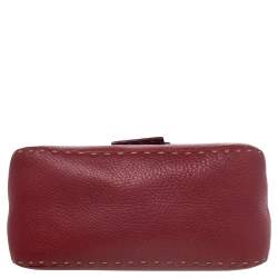 Pre Owned Fendi Red Leather Baguette Shoulder Bag