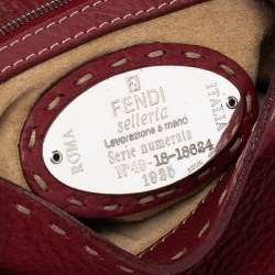 Pre Owned Fendi Red Leather Baguette Shoulder Bag