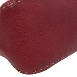 Pre Owned Fendi Red Leather Baguette Shoulder Bag