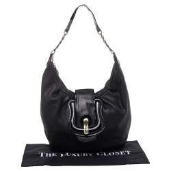 Pre Owned Fendi Black Patent Leather And Leather B Bag Hobo