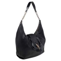 Pre Owned Fendi Black Patent Leather And Leather B Bag Hobo