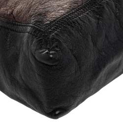 Pre Owned Fendi Black Leather Maxi Baguette Flap Shoulder Bag