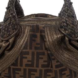Pre Owned Fendi Tobacco Zucca Canvas And Leather Baby Spy Bag