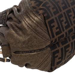 Pre Owned Fendi Tobacco Zucca Canvas And Leather Baby Spy Bag