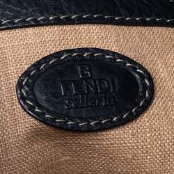 Fendi Beige/Black Canvas And Leather Selleria Hobo