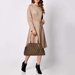 Pre Owned Fendi Tobacco Zucca Canvas and Leather Medium Chef De Jour Tote