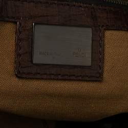 Pre Owned Fendi Tobacco Zucca Canvas and Leather Medium Chef De Jour Tote