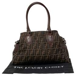 Pre Owned Fendi Tobacco Zucca Canvas and Leather Medium Chef De Jour Tote