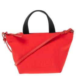 Pre Owned Fendi Red Neoprene and Leather Baby Shopper Tote