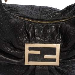 Pre Owned Fendi Black Leather Mia Hobo