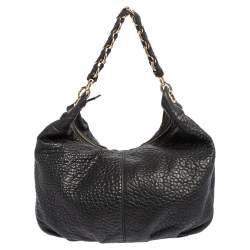 Pre Owned Fendi Black Leather Mia Hobo