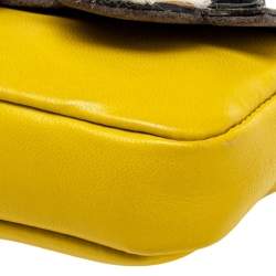Pre Owned Fendi Yellow Leather and Fur Micro Monster Baguette