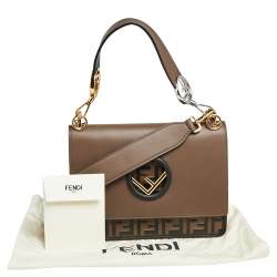 Pre Owned Fendi Two Tone Leather Kan I F Logo Shoulder Bag