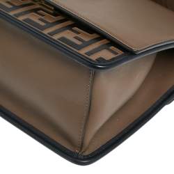 Pre Owned Fendi Two Tone Leather Kan I F Logo Shoulder Bag