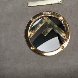 Pre Owned Fendi Two Tone Leather Kan I F Logo Shoulder Bag