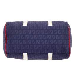 Pre Owned Fendi Multicolor Zucchino Canvas and Patent Leather Forever Bauletto Boston Bag