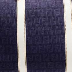 Pre Owned Fendi Multicolor Zucchino Canvas and Patent Leather Forever Bauletto Boston Bag