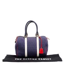 Pre Owned Fendi Multicolor Zucchino Canvas and Patent Leather Forever Bauletto Boston Bag