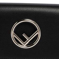 Pre Owned حقيبة كلتش فندي كان أي I أف جلد أسود بسلسلة