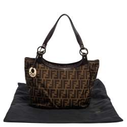 Pre Owned حقيبة يد توتس فندي شيف شوبر جلد وكانفاس زوكا توباكو