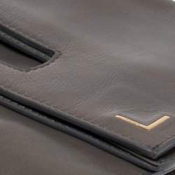 Pre Owned Fendi Grey Leather Foldover Clutch  