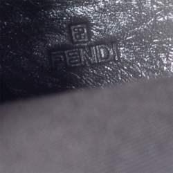 Pre Owned Fendi Grey Leather Foldover Clutch  
