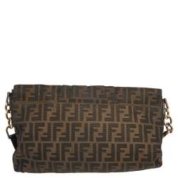 Pre Owned حقيبة كتف فندي ميا كانفاس زوكا توباكو بقلاب  