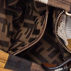 Pre Owned Fendi Multicolor Pequin Canvas Chef Chain Hobo