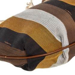 Pre Owned Fendi Multicolor Pequin Canvas Chef Chain Hobo