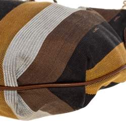 Pre Owned Fendi Multicolor Pequin Canvas Chef Chain Hobo