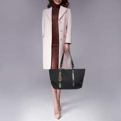 Pre Owned Fendi Black Zucchino Canvas And Leather Superstar Shopper Tote
