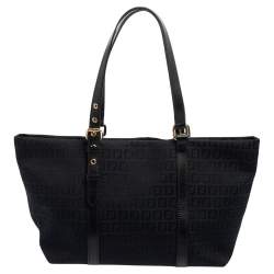 Pre Owned Fendi Black Zucchino Canvas And Leather Superstar Shopper Tote