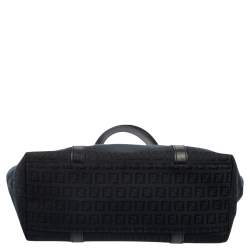 Pre Owned Fendi Black Zucchino Canvas And Leather Superstar Shopper Tote