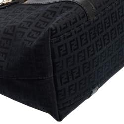 Pre Owned Fendi Black Zucchino Canvas And Leather Superstar Shopper Tote
