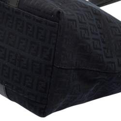 Pre Owned Fendi Black Zucchino Canvas And Leather Superstar Shopper Tote