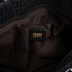 Pre Owned Fendi Black Zucchino Canvas And Leather Superstar Shopper Tote