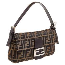 Pre Owned Fendi Brown Zucca Canvas Mamma Baguette Bag