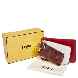 Pre Owned Fendi Multicolor Snakeskin And Leather Triplette Clutch Bag