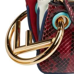 Pre Owned Fendi Multicolor Snakeskin And Leather Triplette Clutch Bag