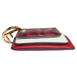 Pre Owned Fendi Multicolor Snakeskin And Leather Triplette Clutch Bag