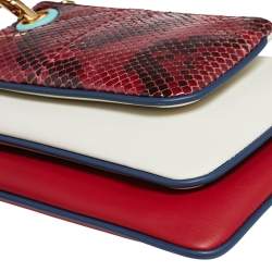 Pre Owned Fendi Multicolor Snakeskin And Leather Triplette Clutch Bag