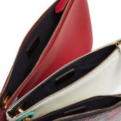 Pre Owned Fendi Multicolor Snakeskin And Leather Triplette Clutch Bag