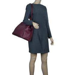 Pre Owned Fendi Burgundy Leather Large Peekaboo Top Handle Bag