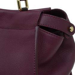 Pre Owned Fendi Burgundy Leather Large Peekaboo Top Handle Bag