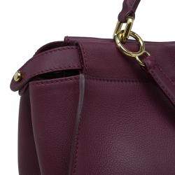 Pre Owned Fendi Burgundy Leather Large Peekaboo Top Handle Bag