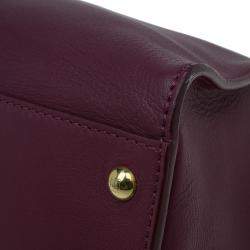 Pre Owned Fendi Burgundy Leather Large Peekaboo Top Handle Bag