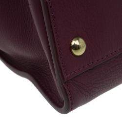 Pre Owned Fendi Burgundy Leather Large Peekaboo Top Handle Bag