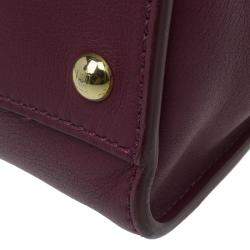 Pre Owned Fendi Burgundy Leather Large Peekaboo Top Handle Bag